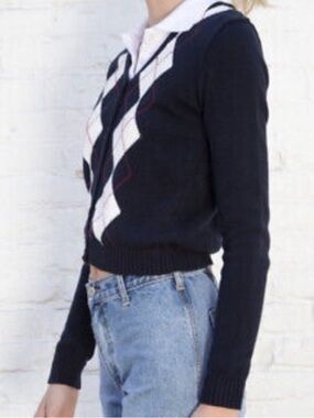 NWOT Brandy Melville Argyle Cardigan Sweater